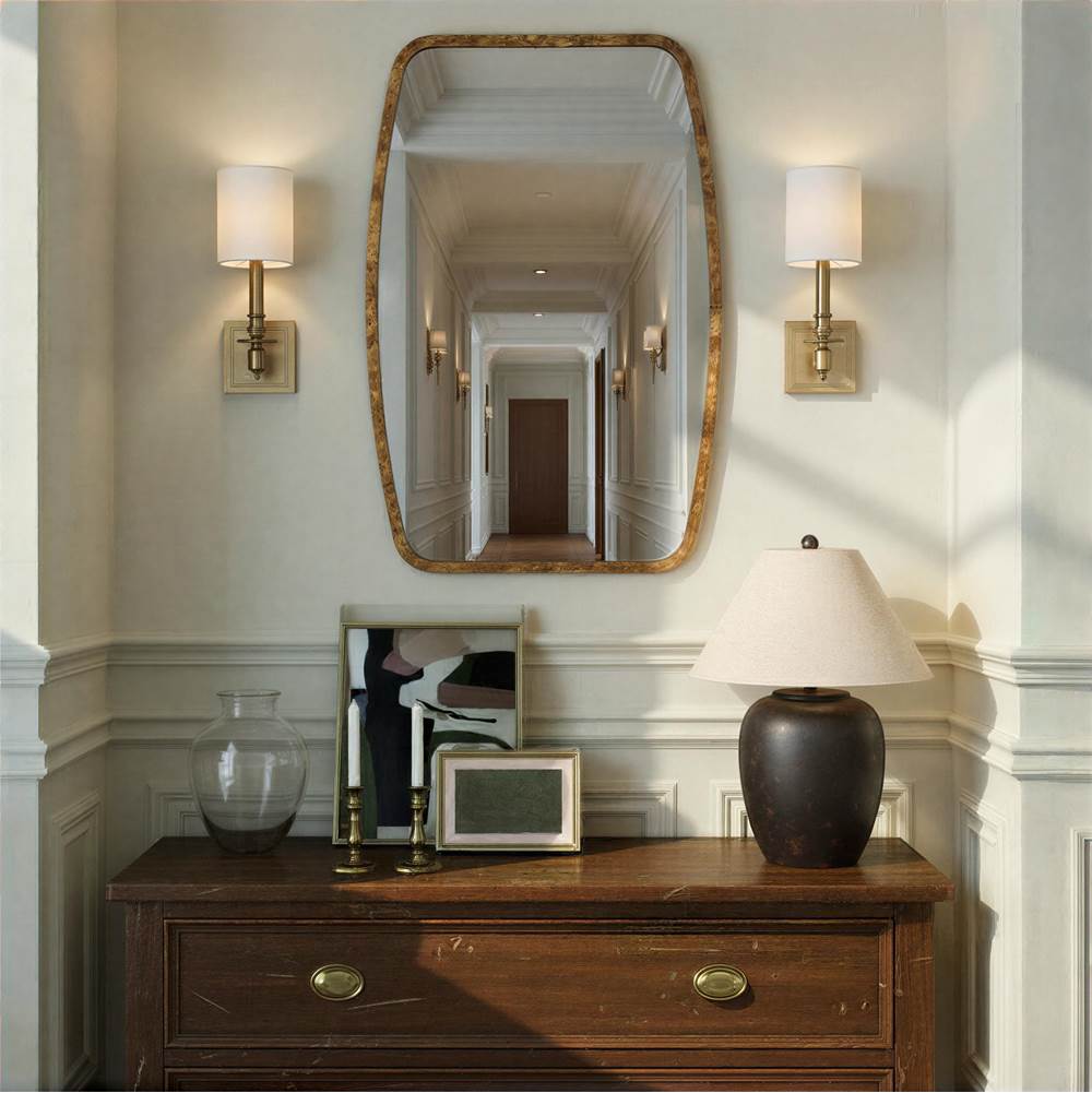 Crystorama LIN-M400-WD Wood Veneer Lindee 24'' Wood Veneer Mirror Image 4