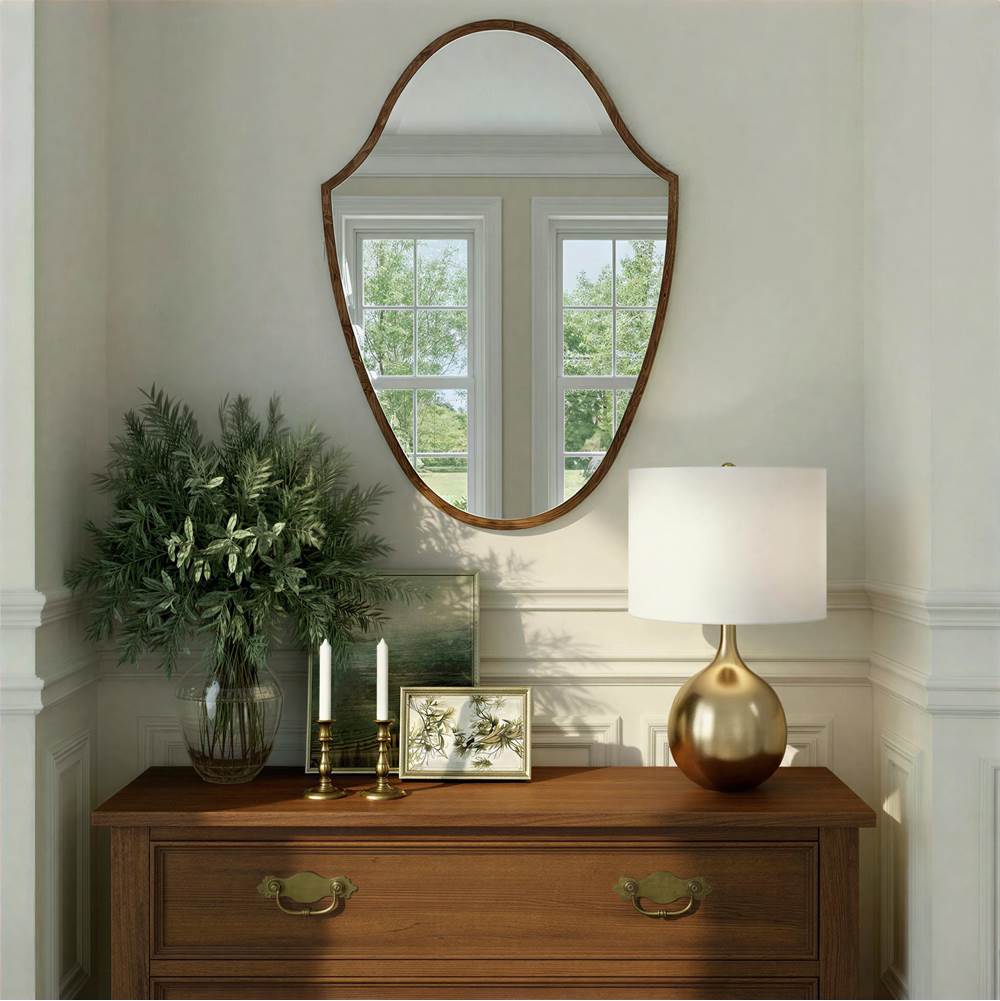 Crystorama LIN-M428-WD Wood Veneer Lindee 28'' Wood Veneer Mirror Image 4