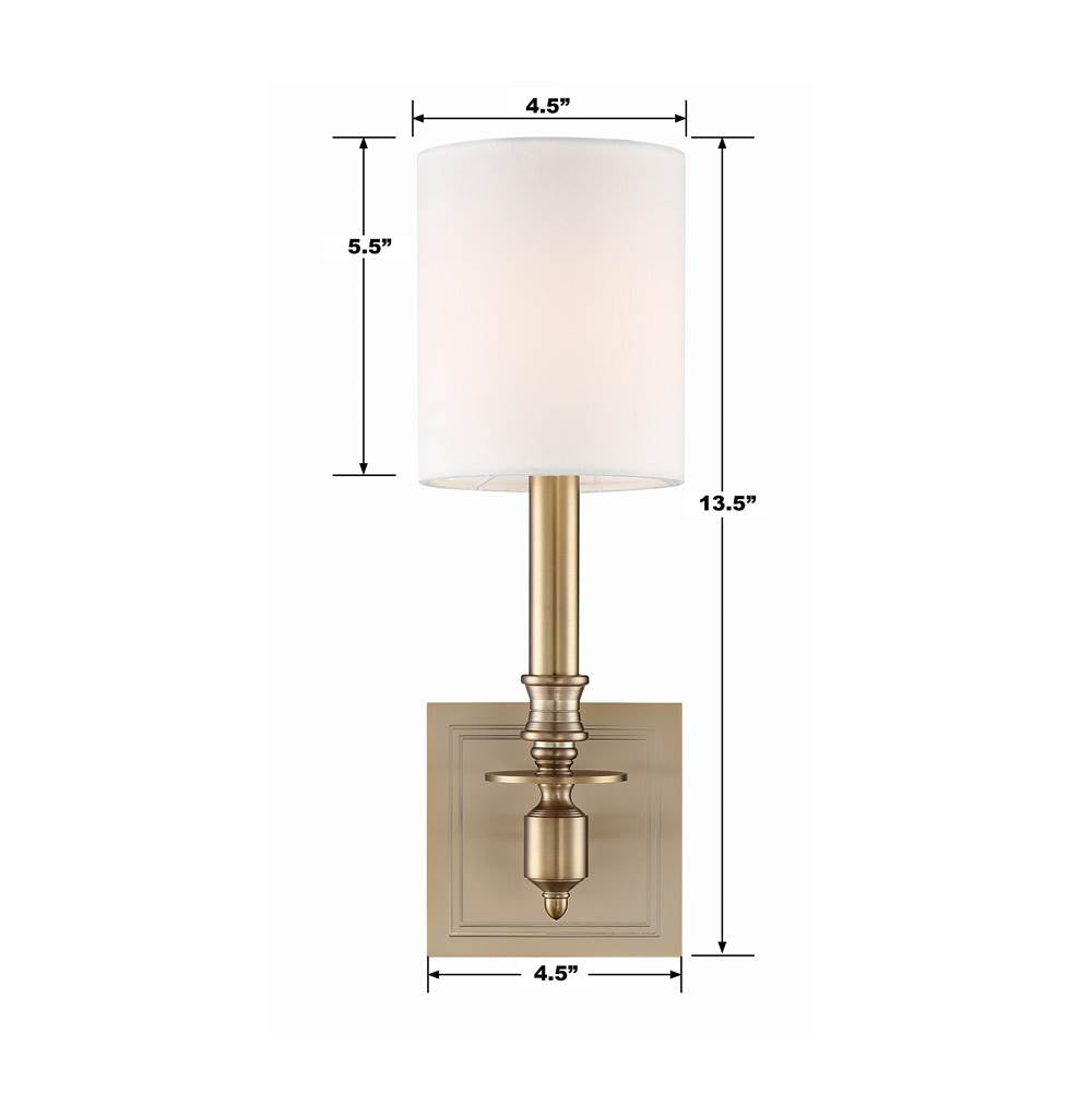 Crystorama LLO-481-AG Aged Brass Lloyd 1 Light Aged Brass Wall Mount Image 2