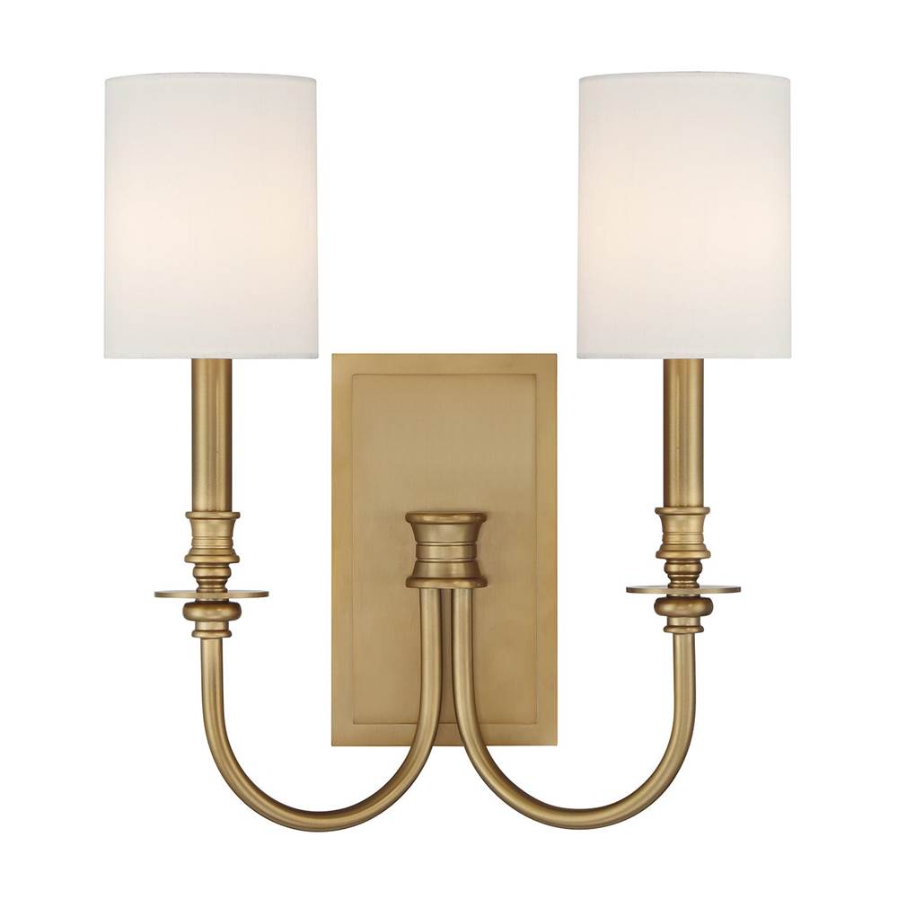 Crystorama LLO-482-AG Aged Brass Lloyd 2 Light Aged Brass Sconce Image 1