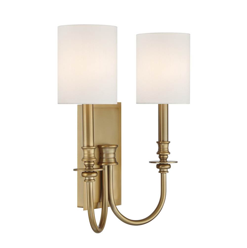 Crystorama LLO-482-AG Aged Brass Lloyd 2 Light Aged Brass Sconce Image 5