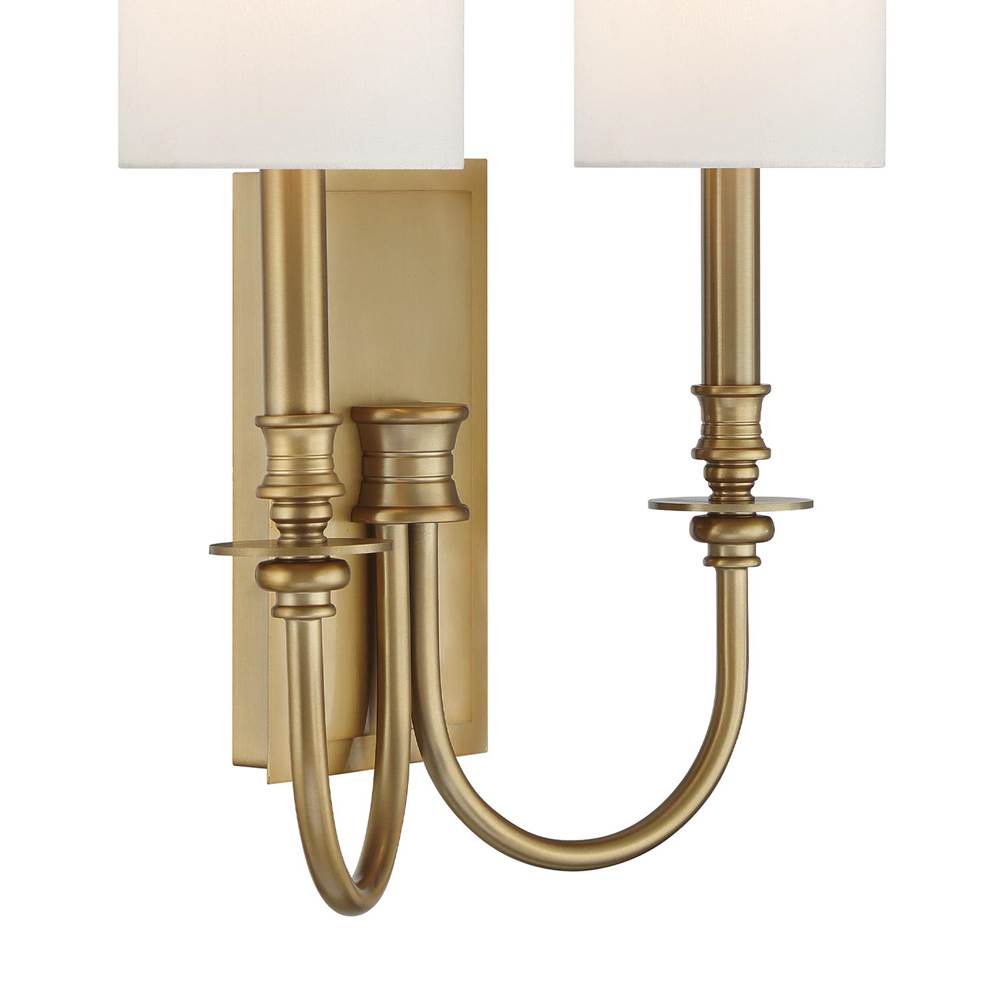 Crystorama LLO-482-AG Aged Brass Lloyd 2 Light Aged Brass Sconce Image 3