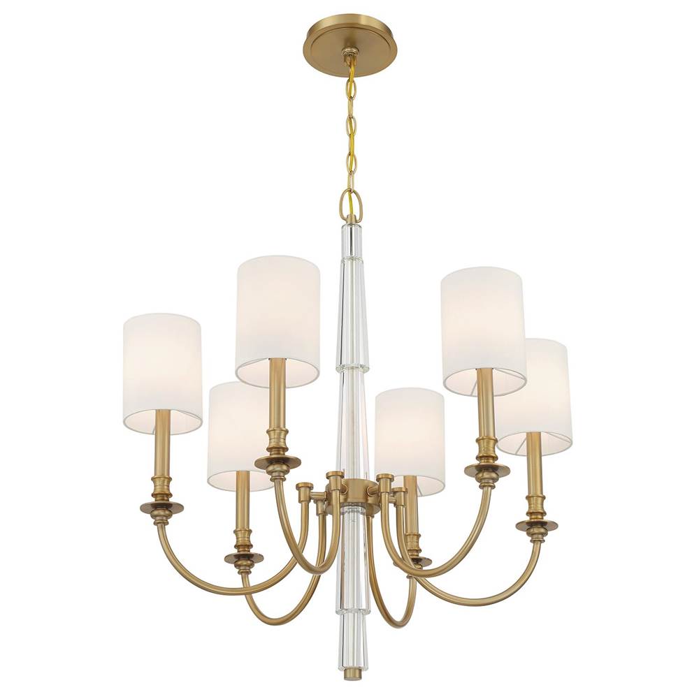 Crystorama LLO-486-AG Aged Brass Lloyd 6 Light Aged Brass Chandelier Image 4