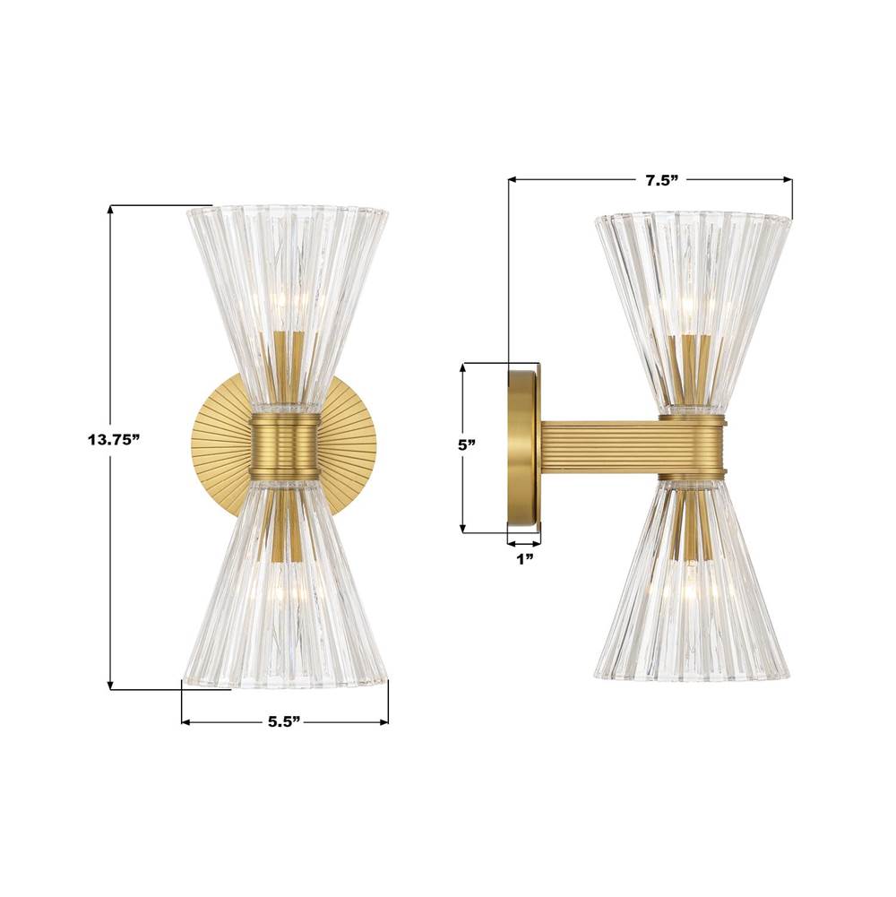Crystorama LOT-702-LG Luxe Gold Lotus 5.5'' Luxe Gold Sconce Image 3