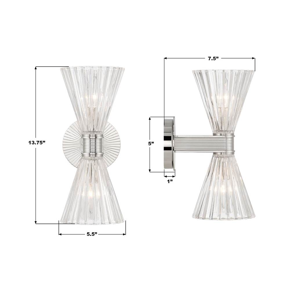 Crystorama LOT-702-PN Polished Nickel Lotus 5.5'' Polished Nickel Sconce Image 2