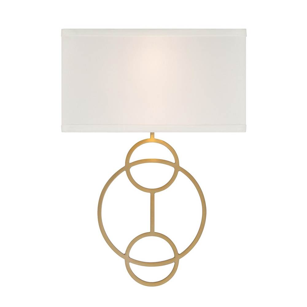 Crystorama LRL-992-VG-WH Vibrant Gold Laurel 2 Light Vibrant Gold Sconce Image 1