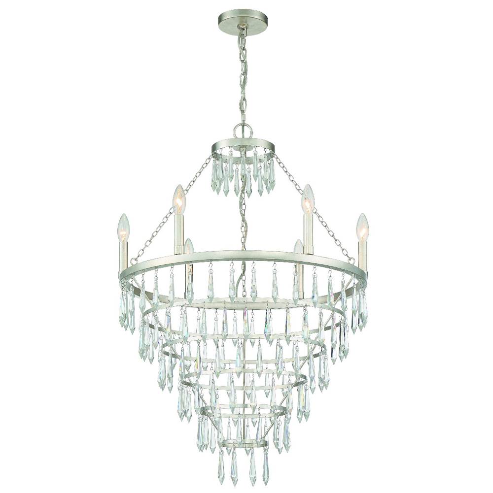 Crystorama LUC-A9066-SA Antique Silver Lucille 6 Light Antique Silver Chandelier Image 1