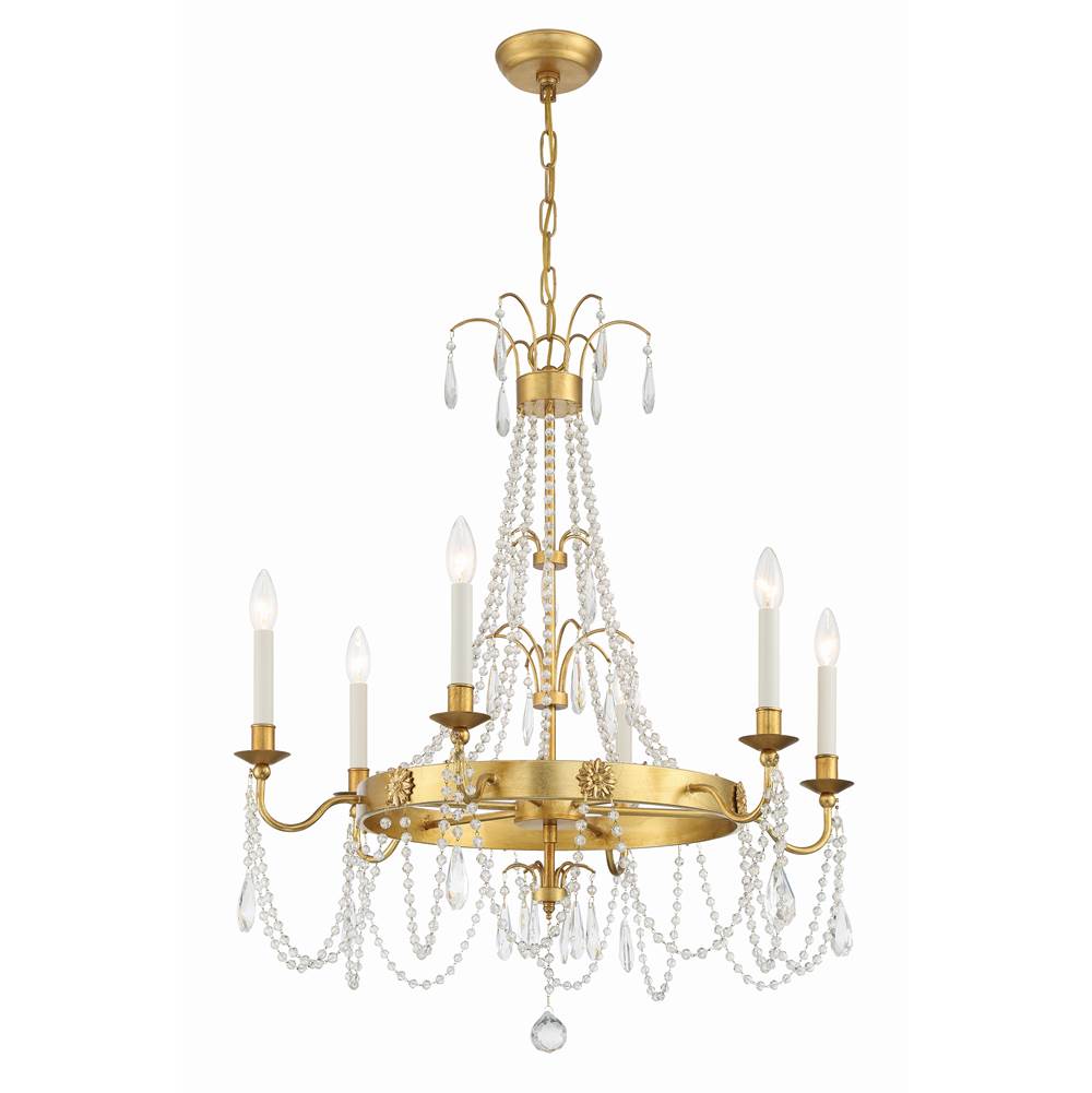 Crystorama Maizey 6 Light Antique Gold Chandelier