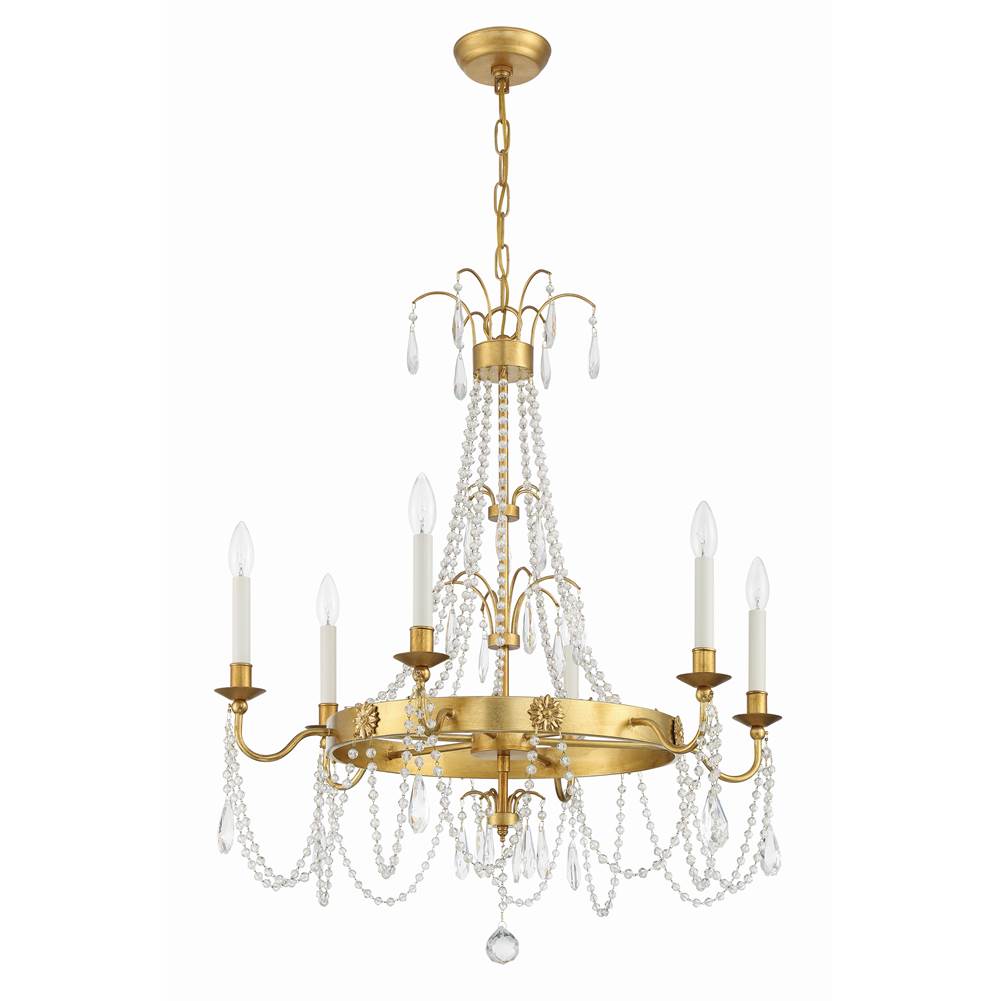 Crystorama MAI-18606-GA Antique Gold Maizey 6 Light Antique Gold Chandelier Image 4