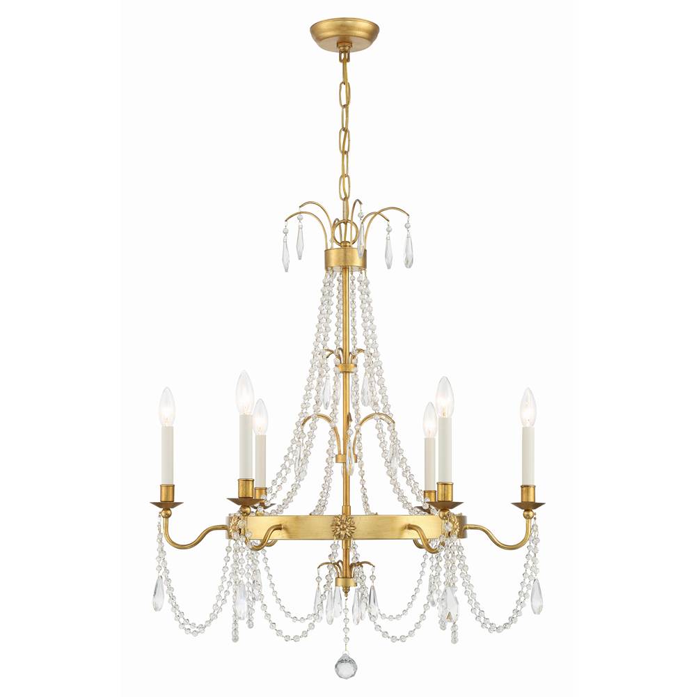 Crystorama MAI-18606-GA Antique Gold Maizey 6 Light Antique Gold Chandelier Image 2