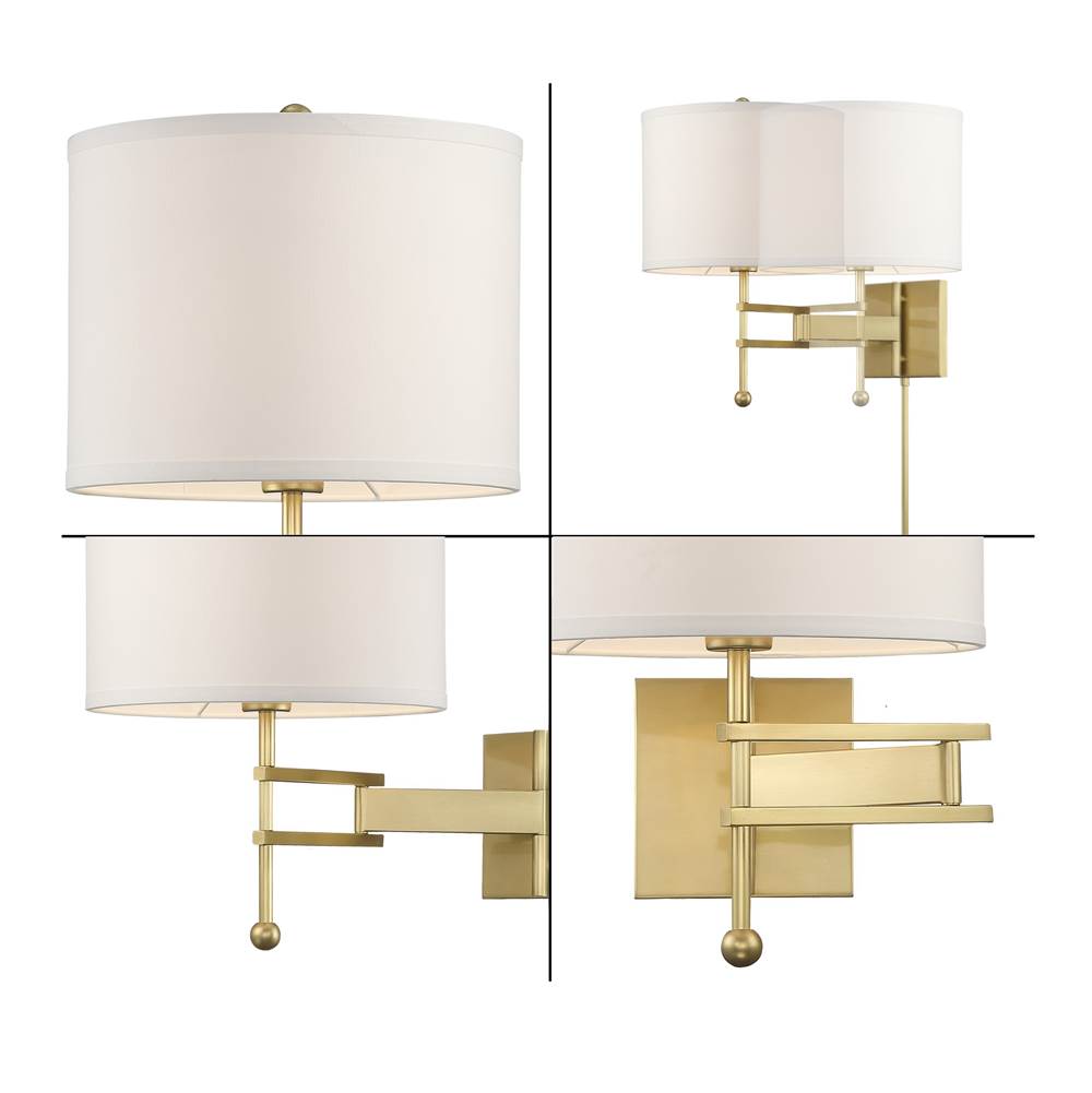 Crystorama Marshall 1 Light Aged Brass Wall Mount