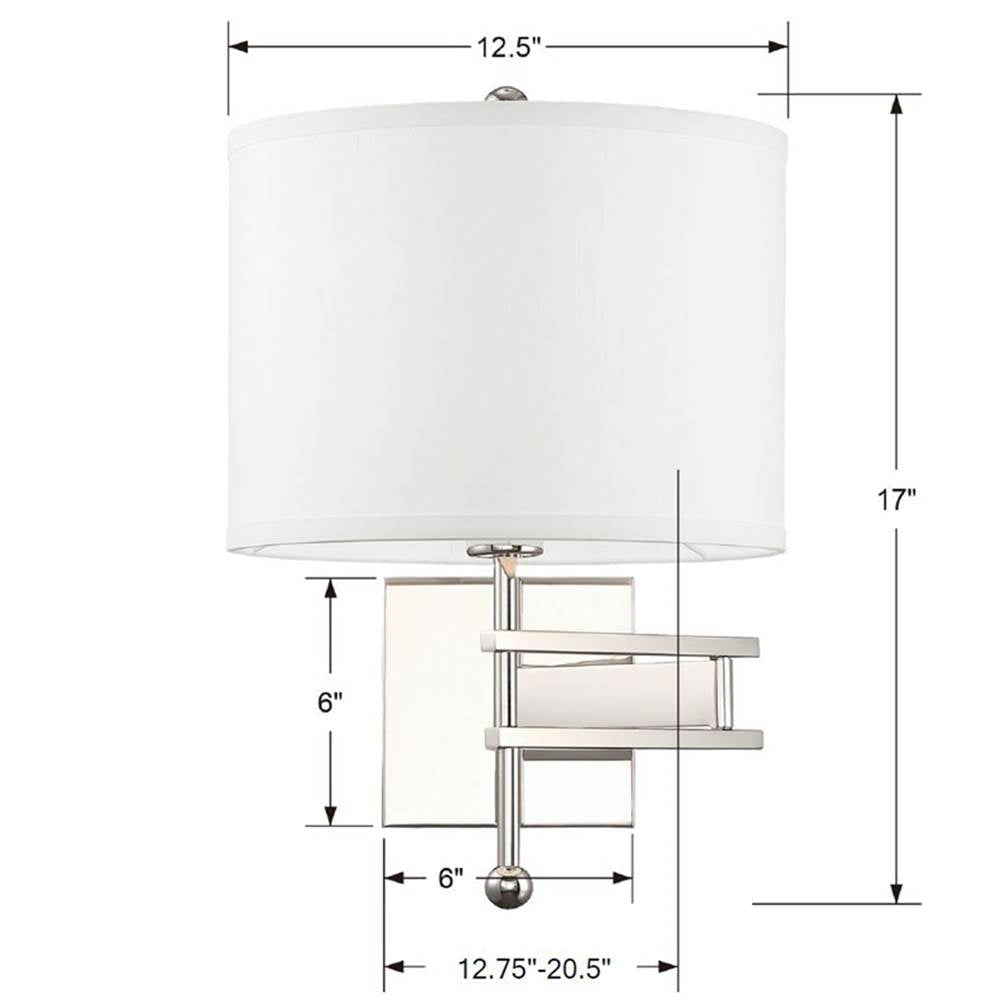 Crystorama MAR-A8031-PN Polished Nickel Marshall 1 Light Polished Nickel Wall Mount Image 2