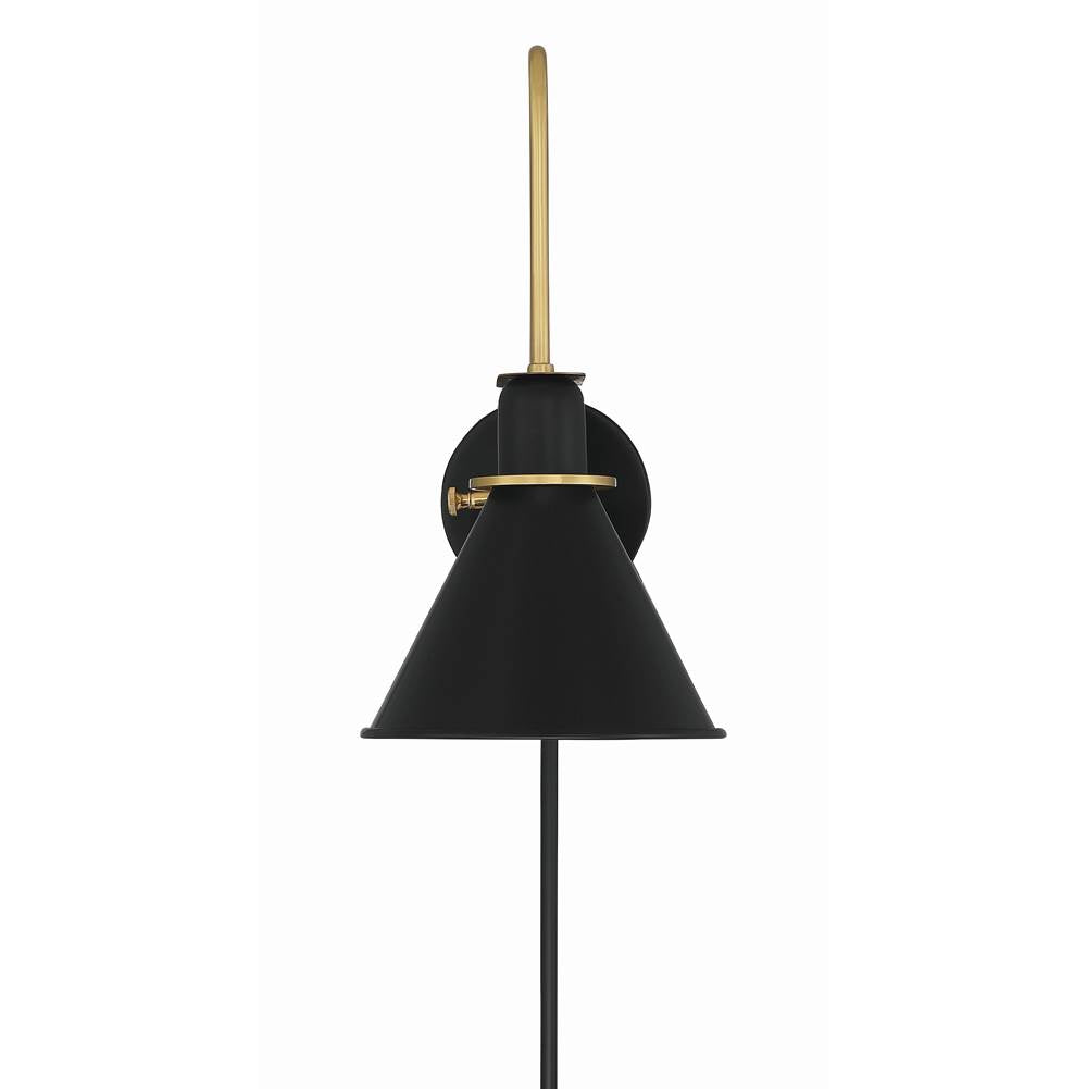Crystorama Medford 1 Light Matte Black Wall Mount