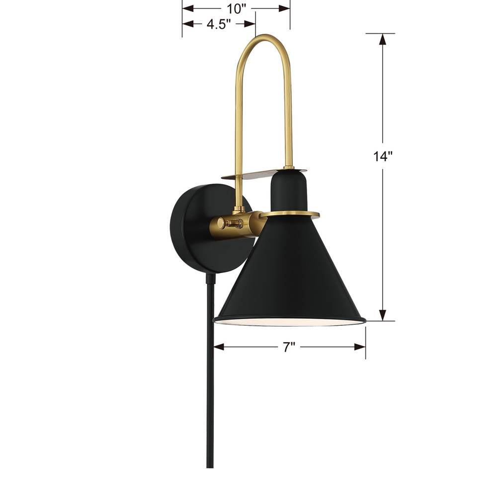 Crystorama MED-B5501-MK Matte Black Medford 1 Light Matte Black Wall Mount Image 2