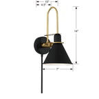 Crystorama MED-B5501-MK Matte Black Medford 1 Light Matte Black Wall Mount Image 2