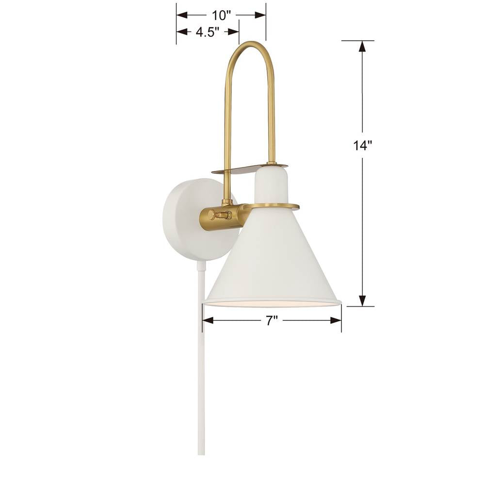 Crystorama MED-B5501-WH White Medford 1 Light White Wall Mount Image 2