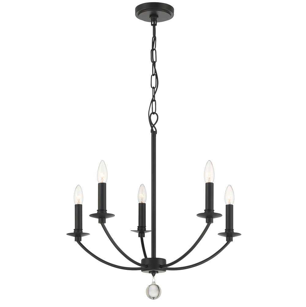Crystorama MIL-8005-BK Black Mila 5 Light Black Chandelier Image 1