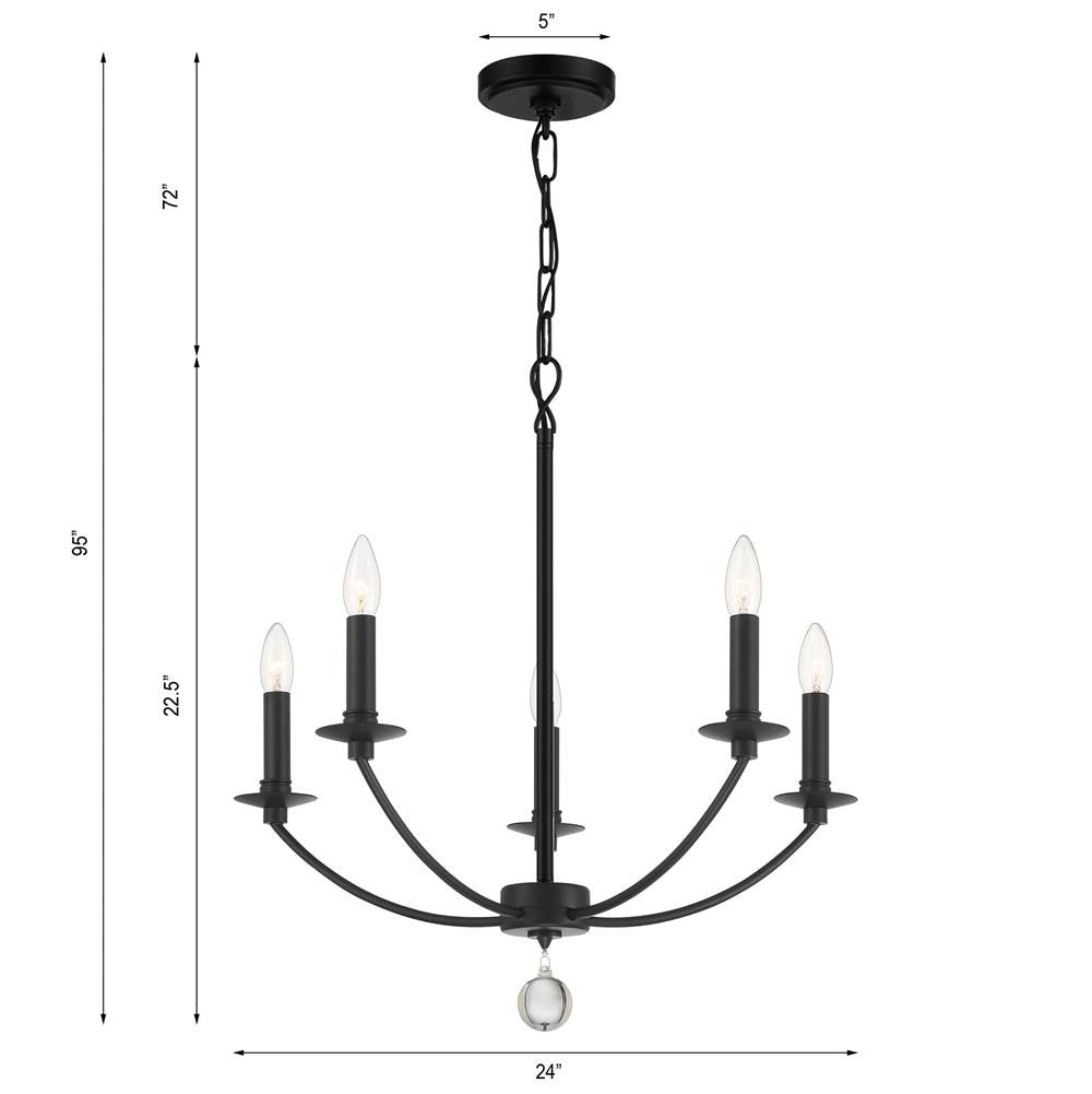 Crystorama MIL-8005-BK Black Mila 5 Light Black Chandelier Image 2