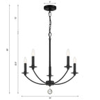 Crystorama MIL-8005-BK Black Mila 5 Light Black Chandelier Image 2