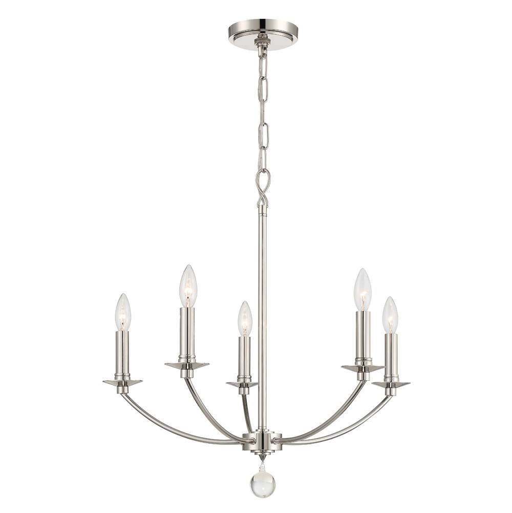 Crystorama MIL-8005-PN Polished Nickel Mila 5 Light Polished Nickel Chandelier Image 3