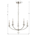 Crystorama MIL-8005-PN Polished Nickel Mila 5 Light Polished Nickel Chandelier Image 2