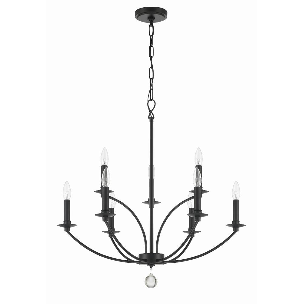 Crystorama MIL-8009-BK Black Mila 9 Light Black Chandelier Image 6