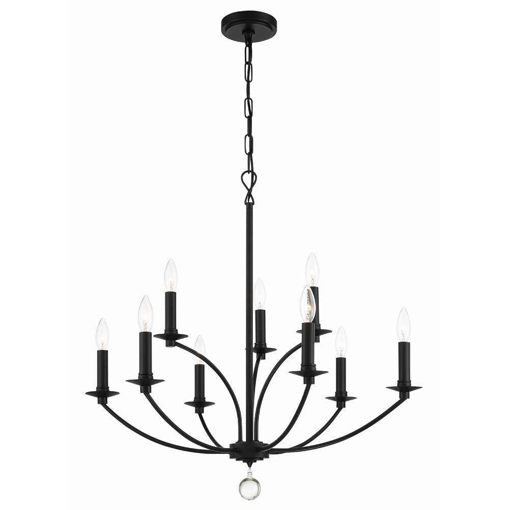 Crystorama MIL-8009-BK Black Mila 9 Light Black Chandelier Image 4