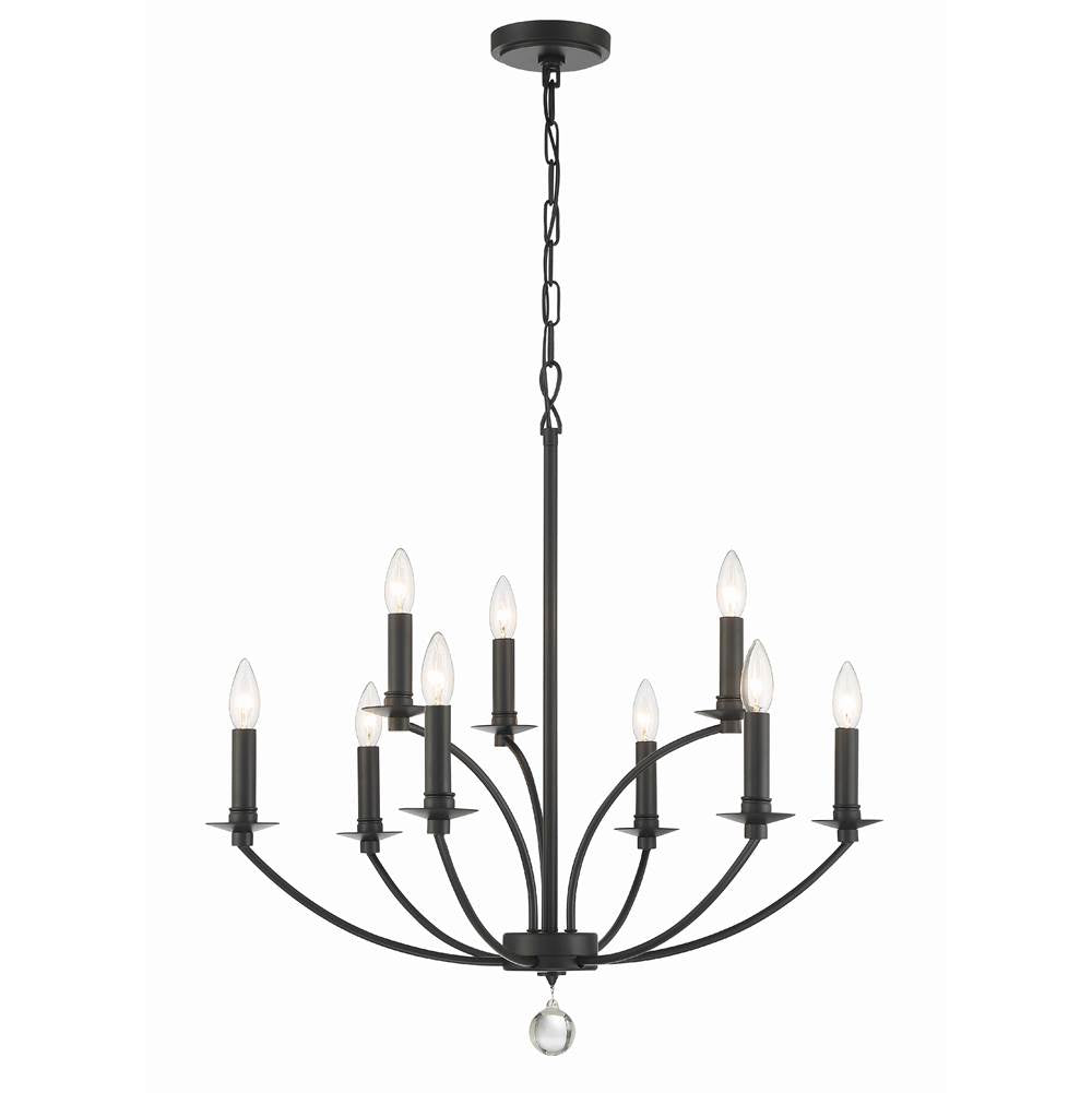 Crystorama MIL-8009-BK Black Mila 9 Light Black Chandelier Image 3