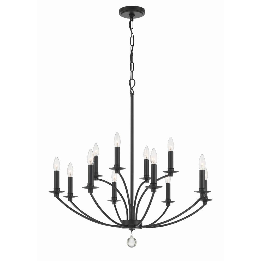 Crystorama MIL-8012-BK Black Mila 12 Light Black Chandelier Image 1
