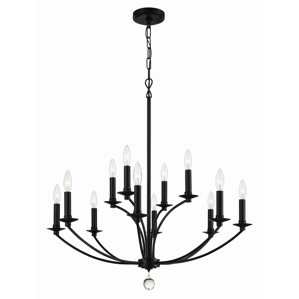 Crystorama MIL-8012-BK Black Mila 12 Light Black Chandelier Image 8