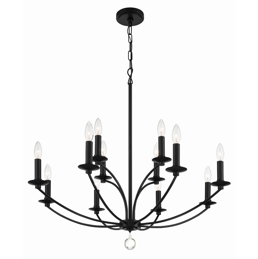 Crystorama MIL-8012-BK Black Mila 12 Light Black Chandelier Image 7