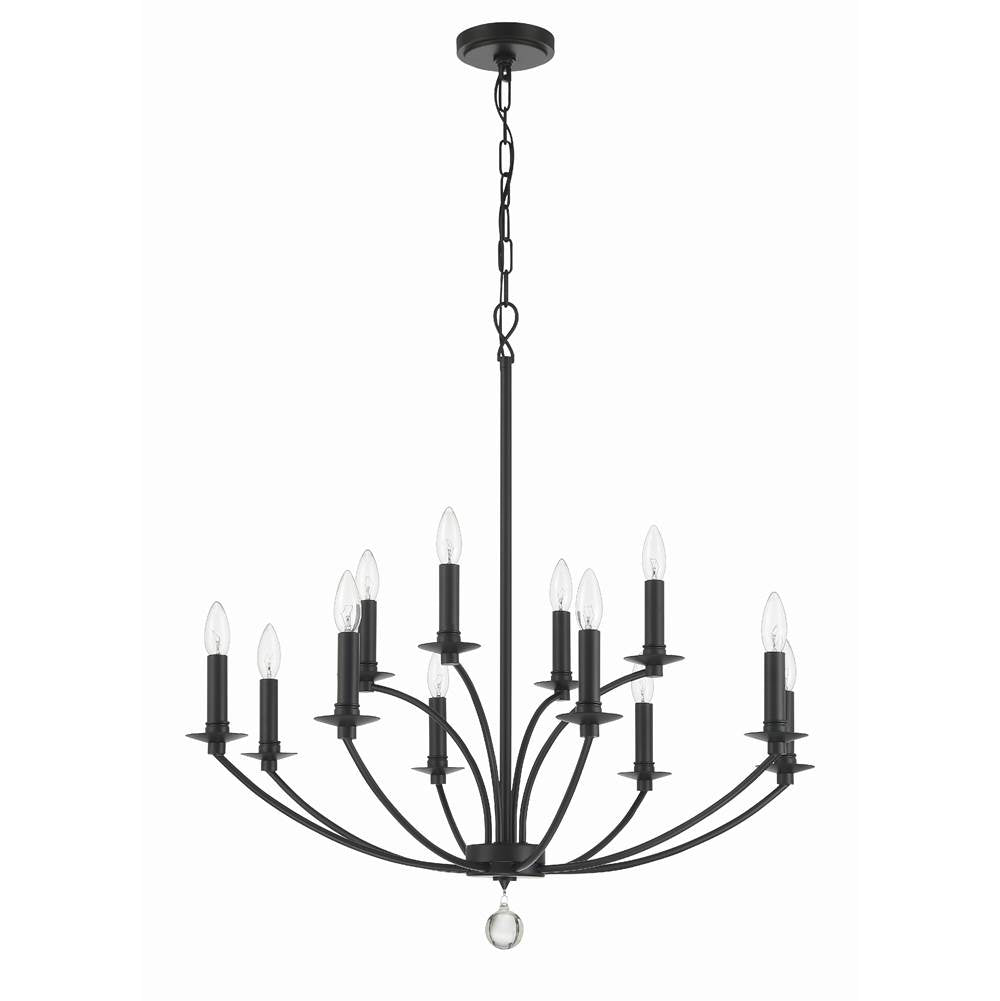 Crystorama MIL-8012-BK Black Mila 12 Light Black Chandelier Image 5