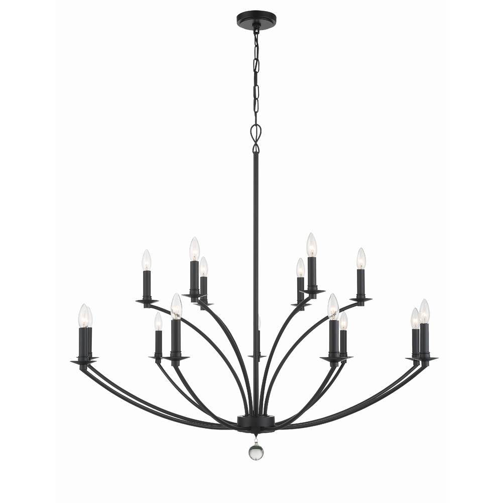 Crystorama MIL-8015-BK Black Mila 15 Light Black Chandelier Image 1