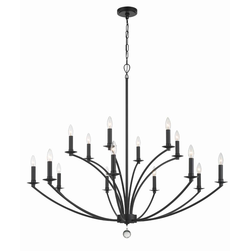 Crystorama MIL-8015-BK Black Mila 15 Light Black Chandelier Image 6