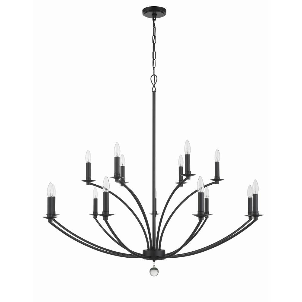 Crystorama MIL-8015-BK Black Mila 15 Light Black Chandelier Image 5