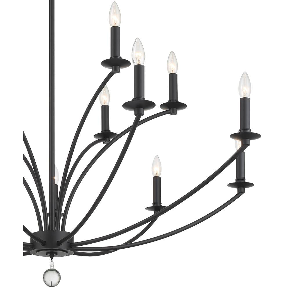 Crystorama MIL-8015-BK Black Mila 15 Light Black Chandelier Image 4