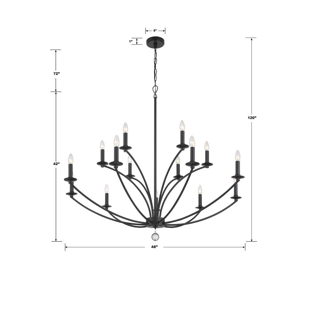 Crystorama MIL-8015-BK Black Mila 15 Light Black Chandelier Image 2
