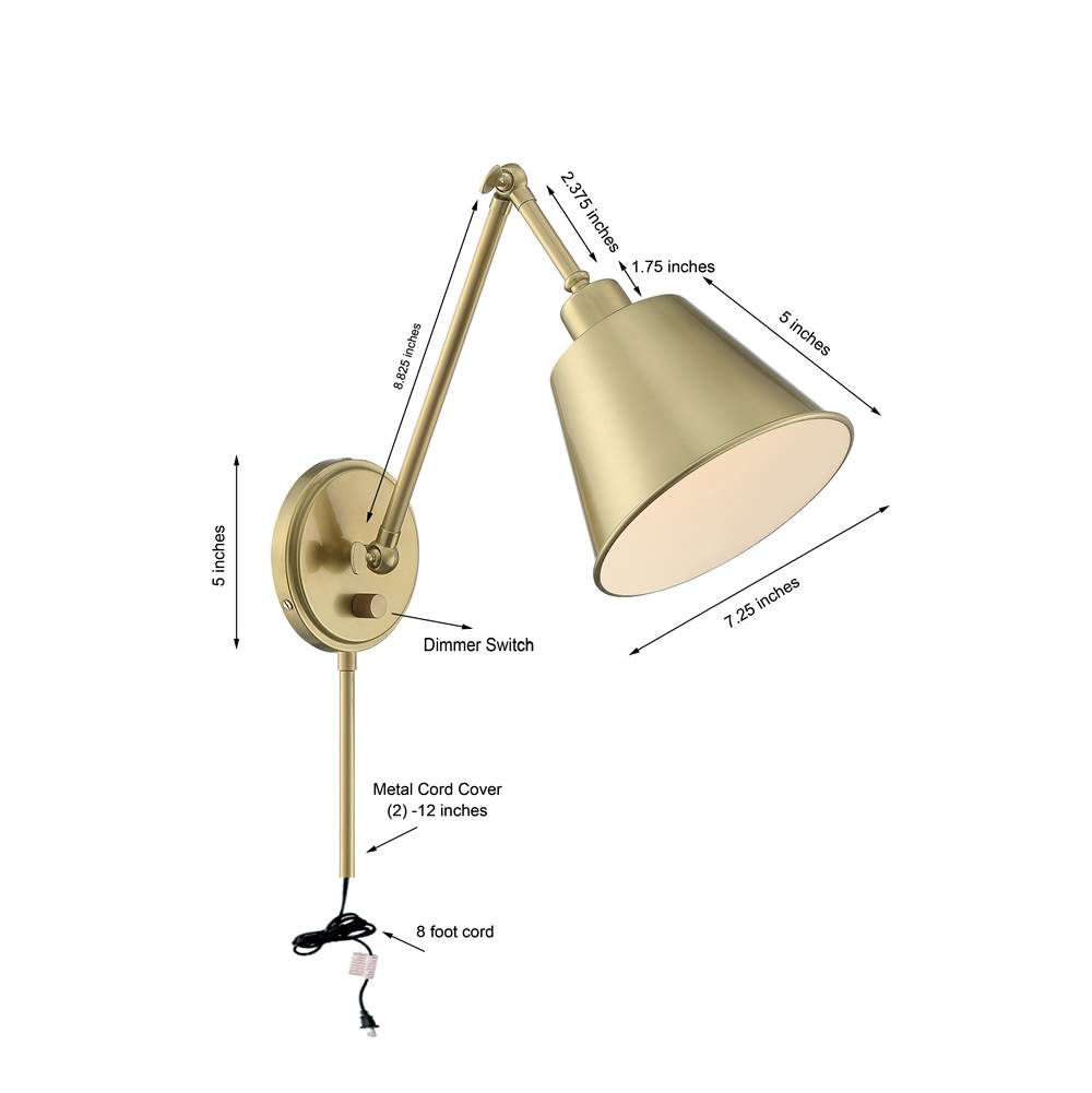 Crystorama MIT-A8020-AG Aged Brass Mitchell 1 Light Aged Brass Wall Mount Image 2
