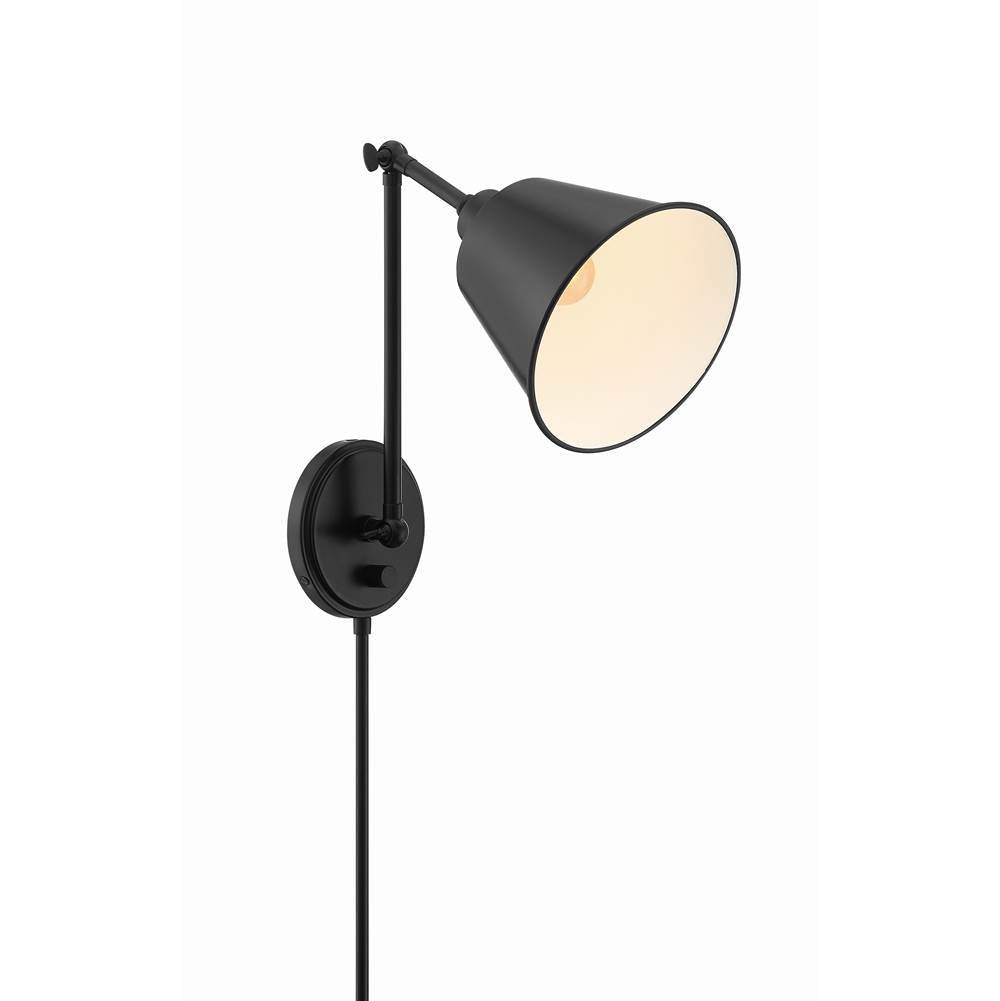 Crystorama MIT-A8020-MK Matte Black Mitchell 1 Light Matte Black Wall Mount Image 3