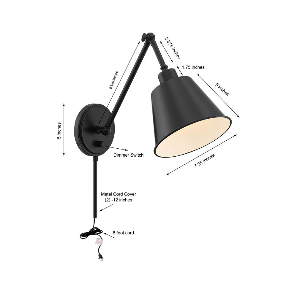 Crystorama MIT-A8020-MK Matte Black Mitchell 1 Light Matte Black Wall Mount Image 2
