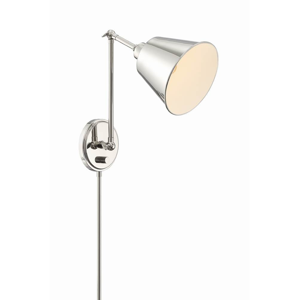 Crystorama MIT-A8020-PN Polished Nickel Mitchell 1 Light Polished Nickel Wall Mount Image 3