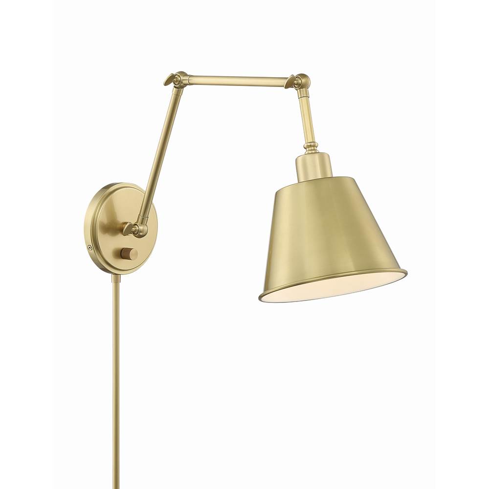 Crystorama Mitchell 1 Light Aged Brass Wall Mount