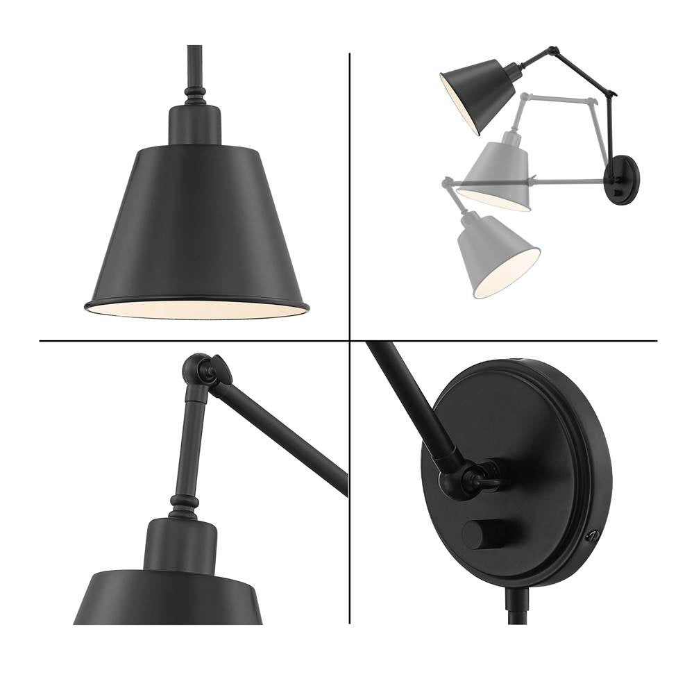 Crystorama MIT-A8021-MK Matte Black Mitchell 1 Light Matte Black Wall Mount Image 5