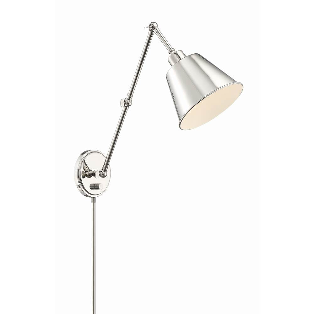 Crystorama MIT-A8021-PN Polished Nickel Mitchell 1 Light Polished Nickel Wall Mount Image 4