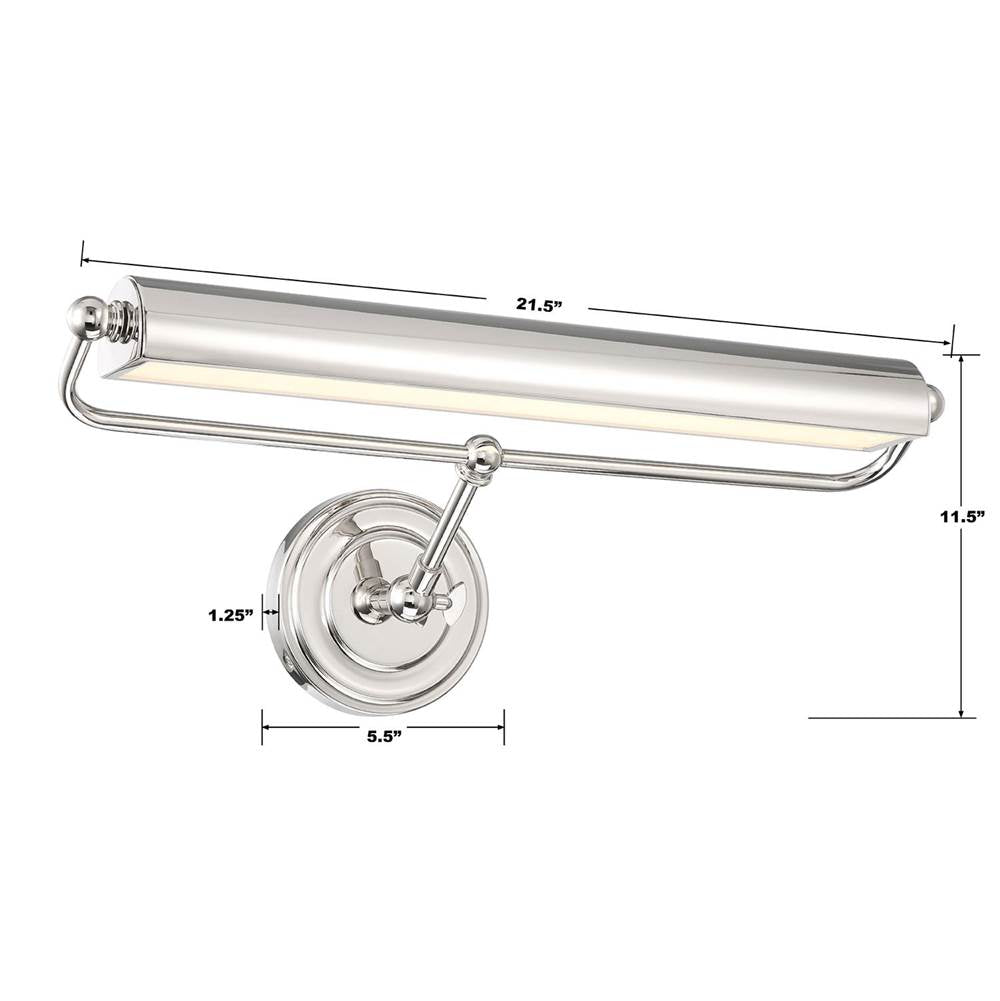 Crystorama MLR-202-PN Polished Nickel Miller Integrated Led Polished Nickel Sconce Image 3