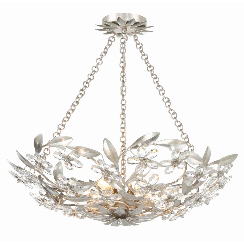 Crystorama Marselle 6 Light Antique Gold Semi Flush Mount