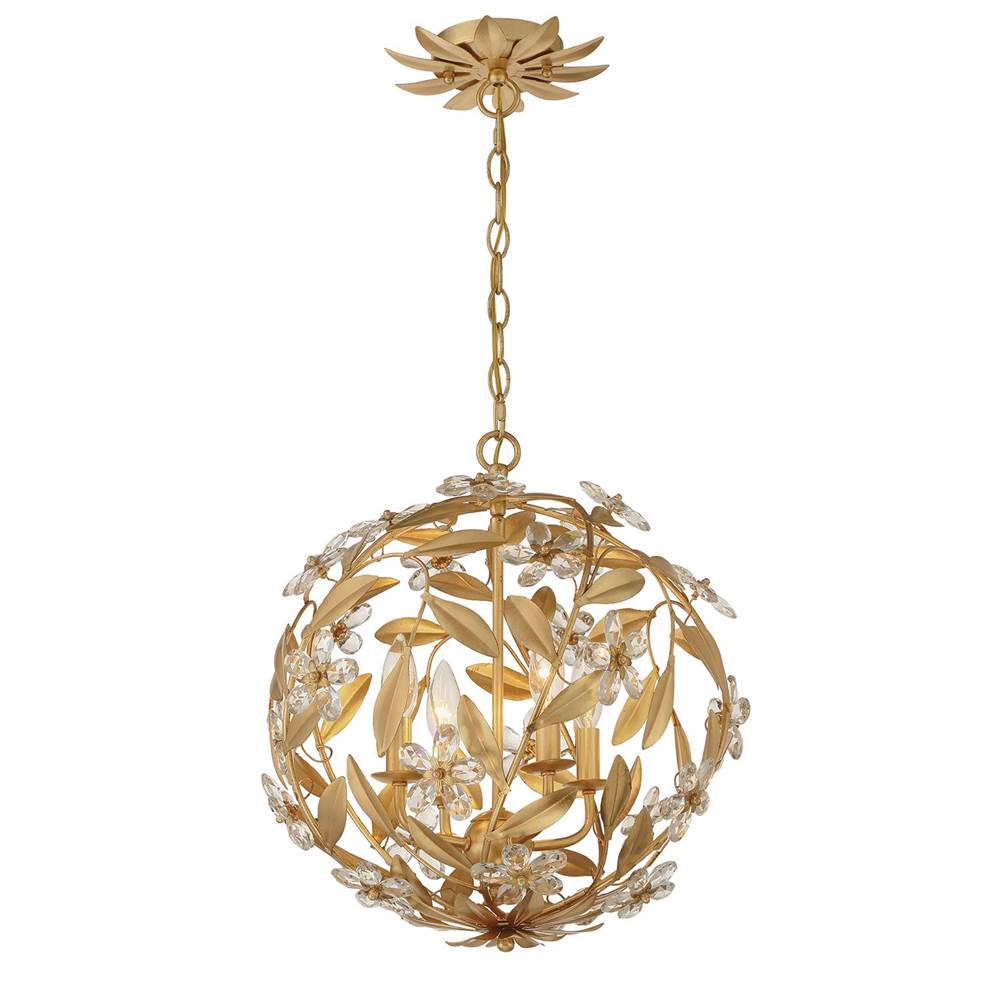 Crystorama MSL-314-GA Antique Gold Marselle 4 Light Antique Gold Mini Pendant Image 1