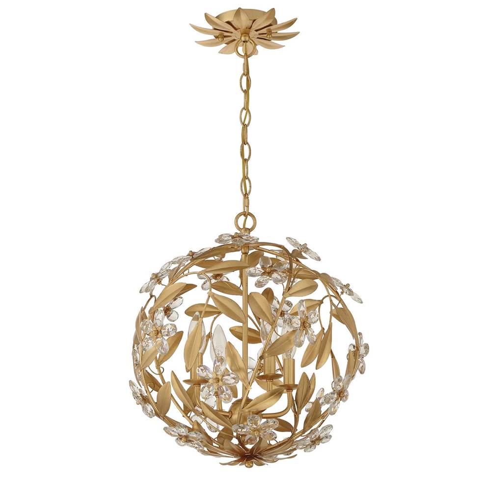 Crystorama Marselle 4 Light Antique Gold Mini Pendant
