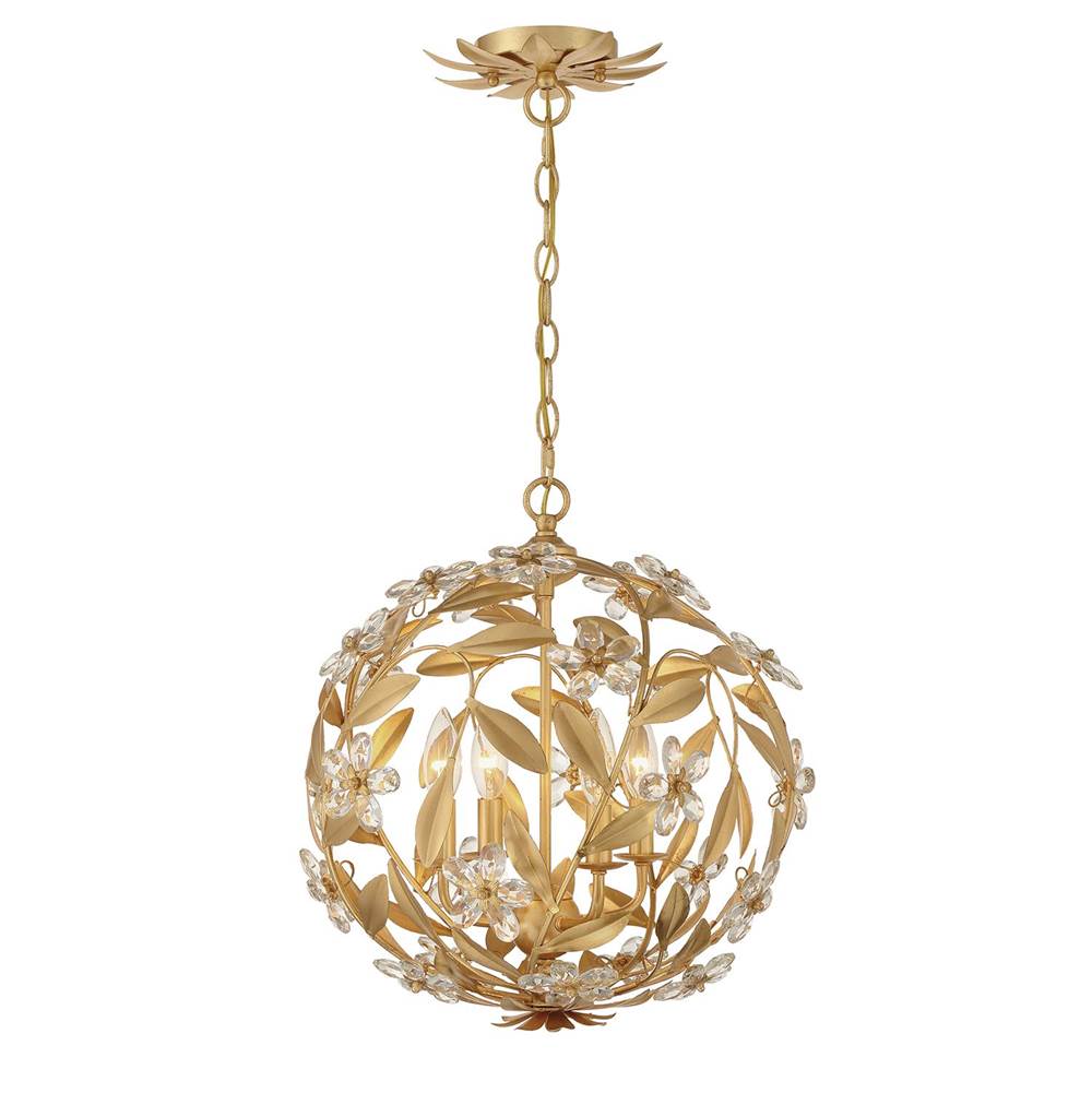 Crystorama MSL-314-GA Antique Gold Marselle 4 Light Antique Gold Mini Pendant Image 5
