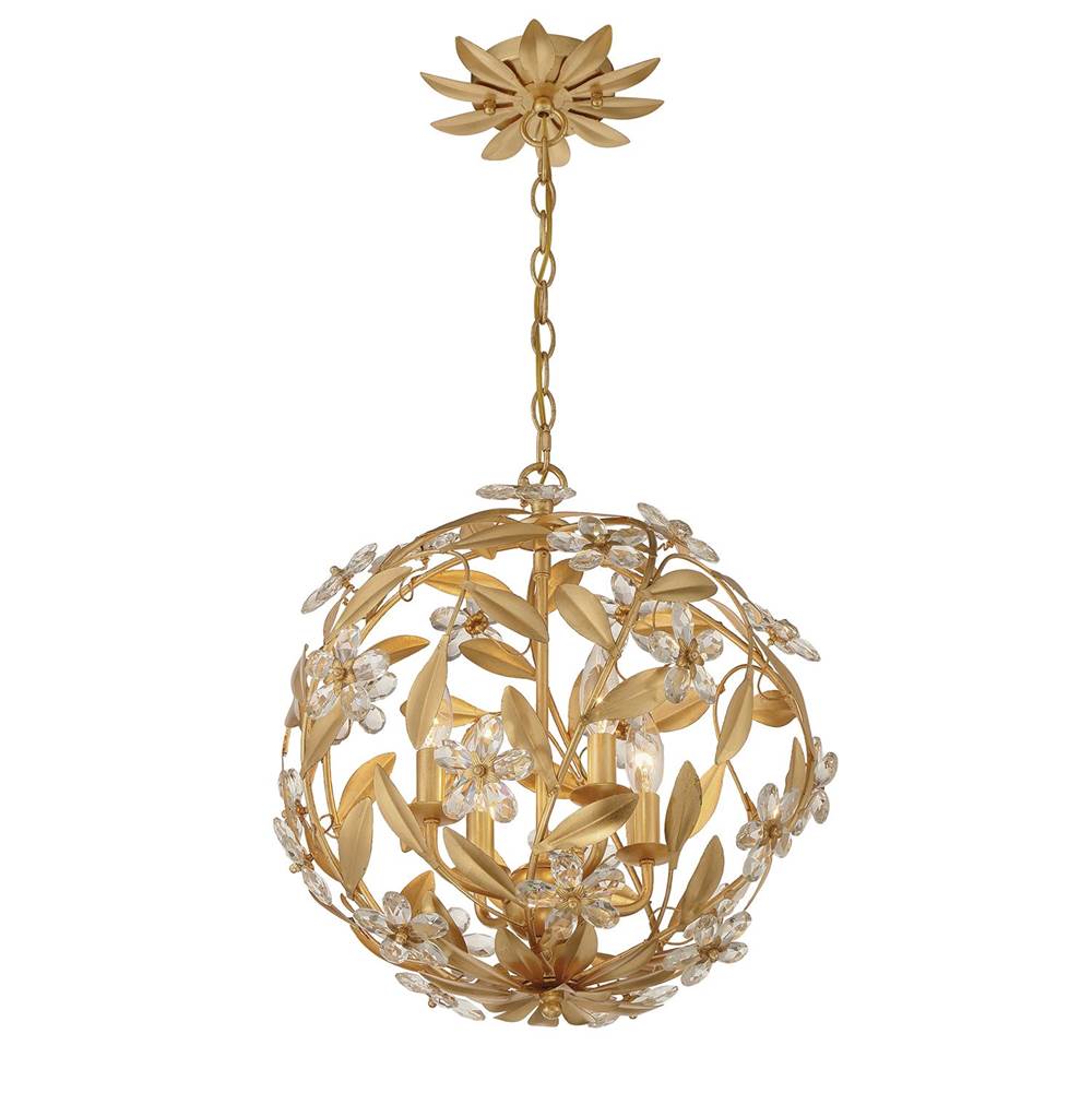 Crystorama MSL-314-GA Antique Gold Marselle 4 Light Antique Gold Mini Pendant Image 4